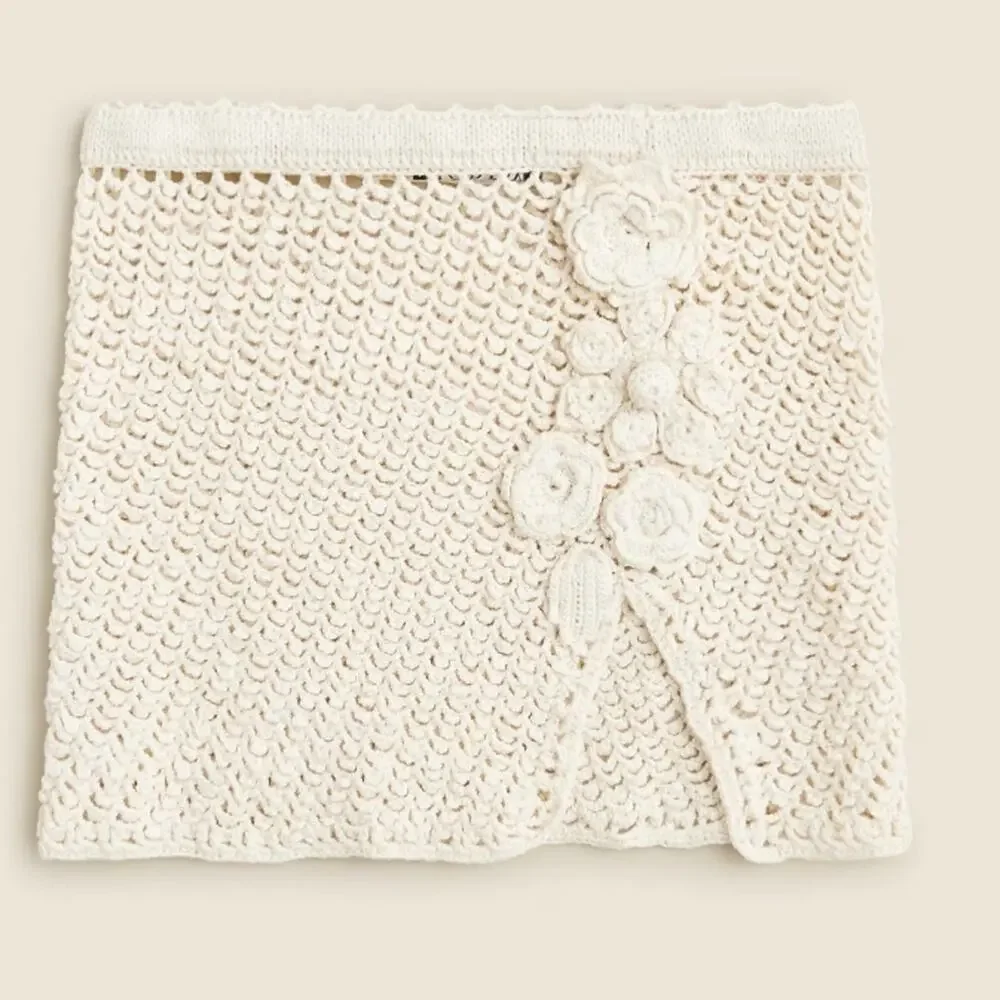 J. Crew Crochet Cream Mini Skirt Cover-Up size XS